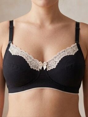 NWOT Hotmilk "Mode" Black & Nude Lace Maternity & Nursing Bra SZ-34D